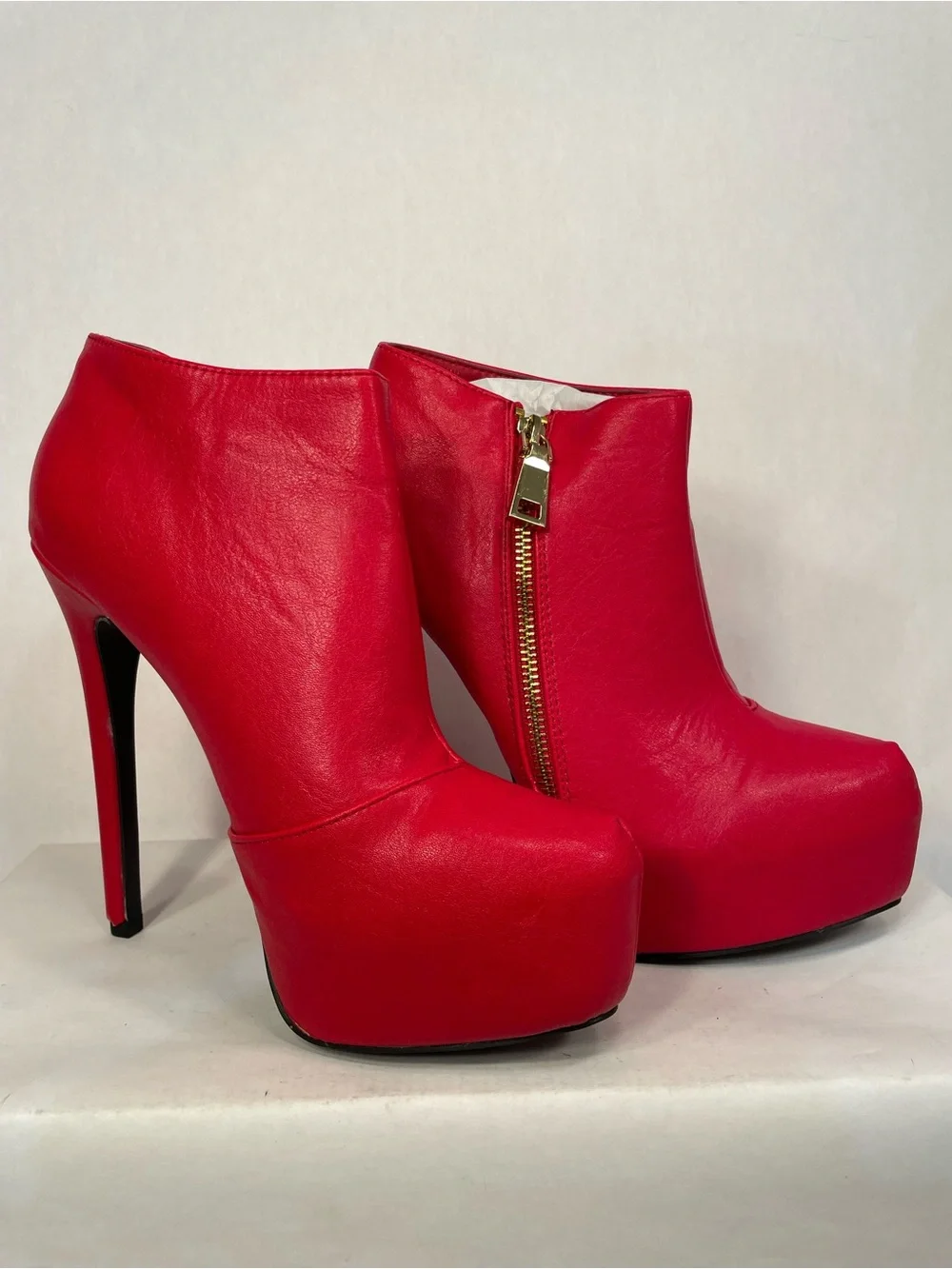 Qupid Red Platform Ankle Bootie